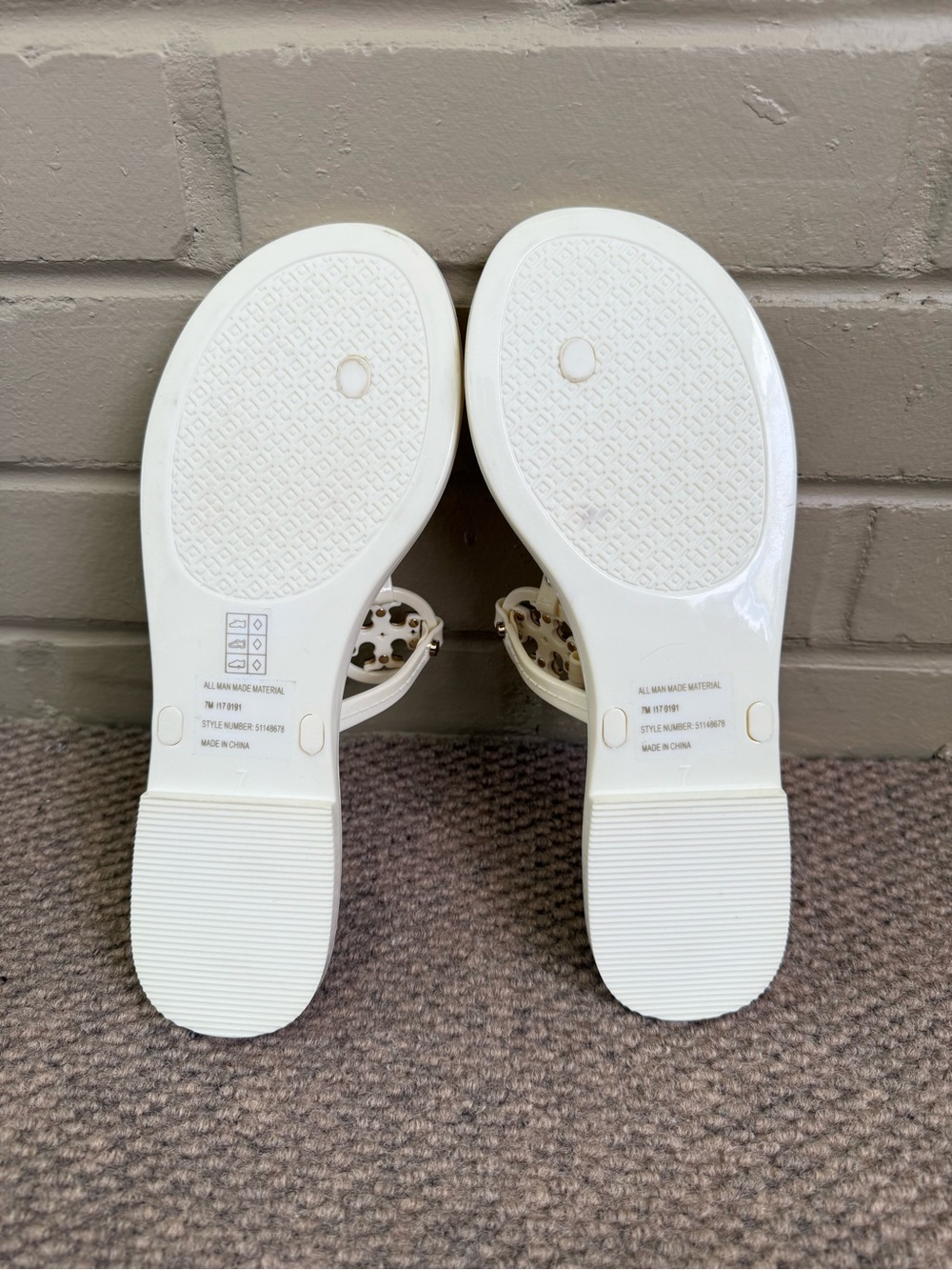Tory Burch Mini Miller Women’s Jelly Flip Flip Sandals Ivory / Gold Size 7M EUC - Picture 4 of 5
